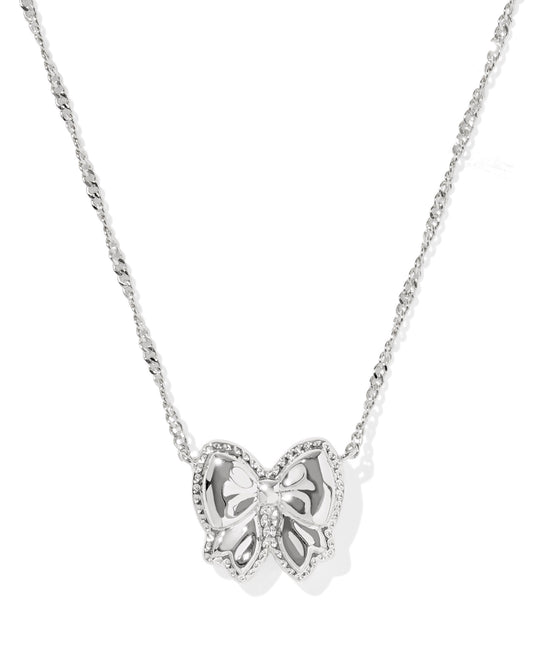 Kendra Scott HALEY BOW SHORT PENDANT NECKLACE SILVER IVORY MOTHER OF PEARL