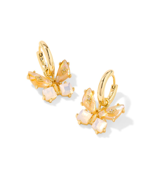 Kendra Scott BIANCA BUTTERFLY HUGGIE EARRINGS GOLD (Green, Irdscnt White, or Pink)