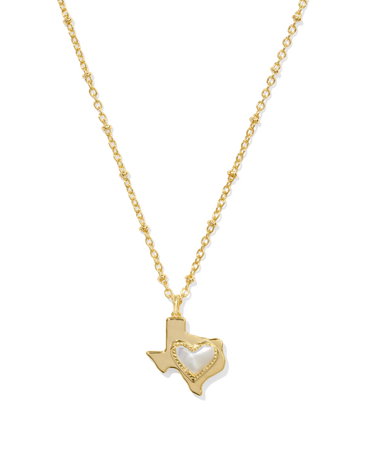 Kendra Scott ARI HEART TEXAS SHORT PENDANT NECKLACE GOLD IVORY MOTHER OF PEARL