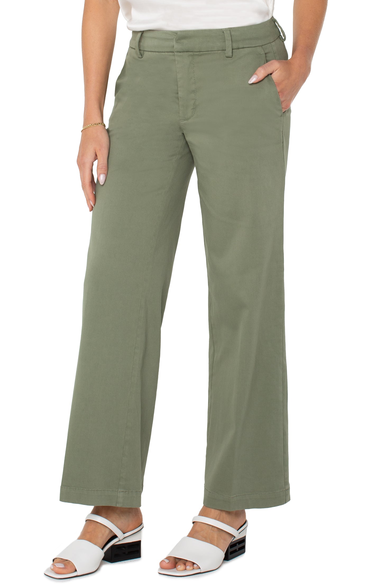 Liverpool Martini Olive Kelsey Wide Leg Trouser