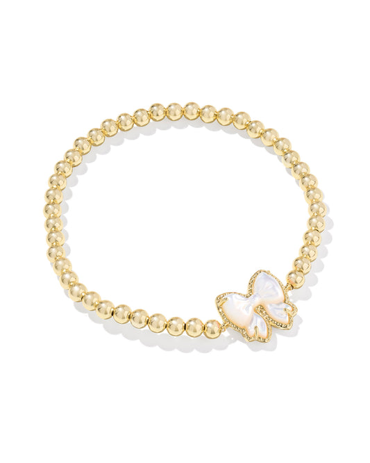 Kendra Scott HALEY BOW STRETCH BRACELET GOLD IVORY MOTHER OF PEARL or BLUSH IVORY MOTHER OF PEARL