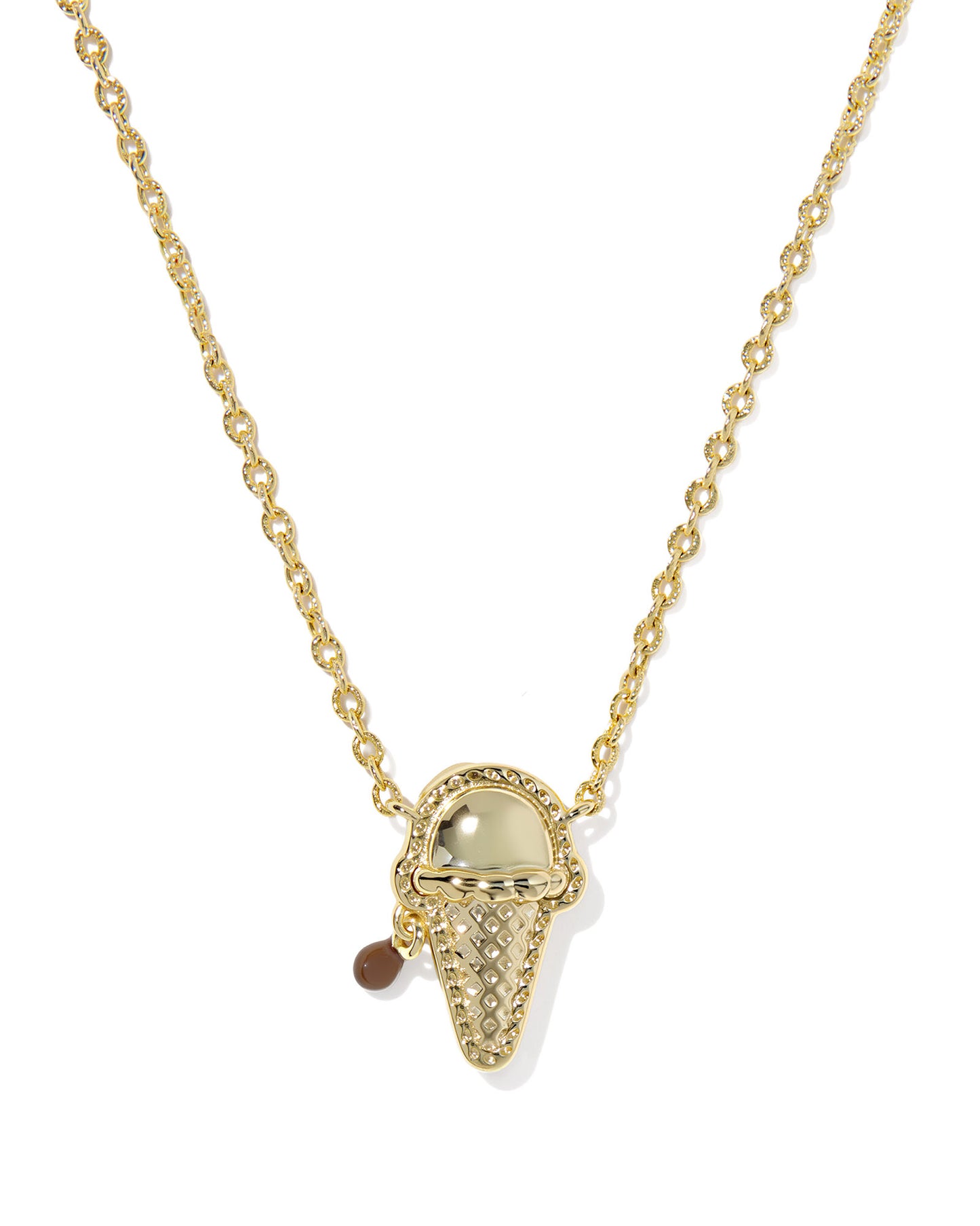 ICE CREAM SHORT PENDANT NECKLACE GOLD BROWN MAGNESITE