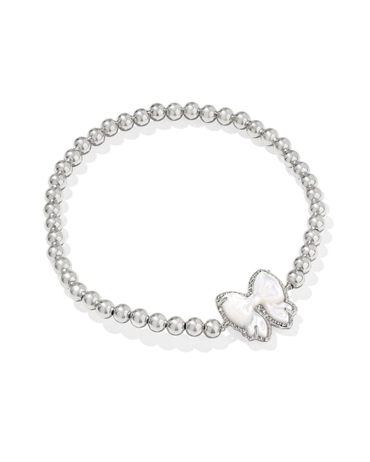 Kendra Scott HALEY BOW STRETCH BRACELET SILVER IVORY MOTHER OF PEARL