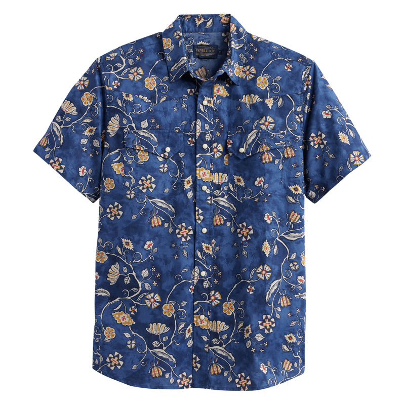 Pendleton Laramie Batik Floral Print Short Sleeve Woven Shirt