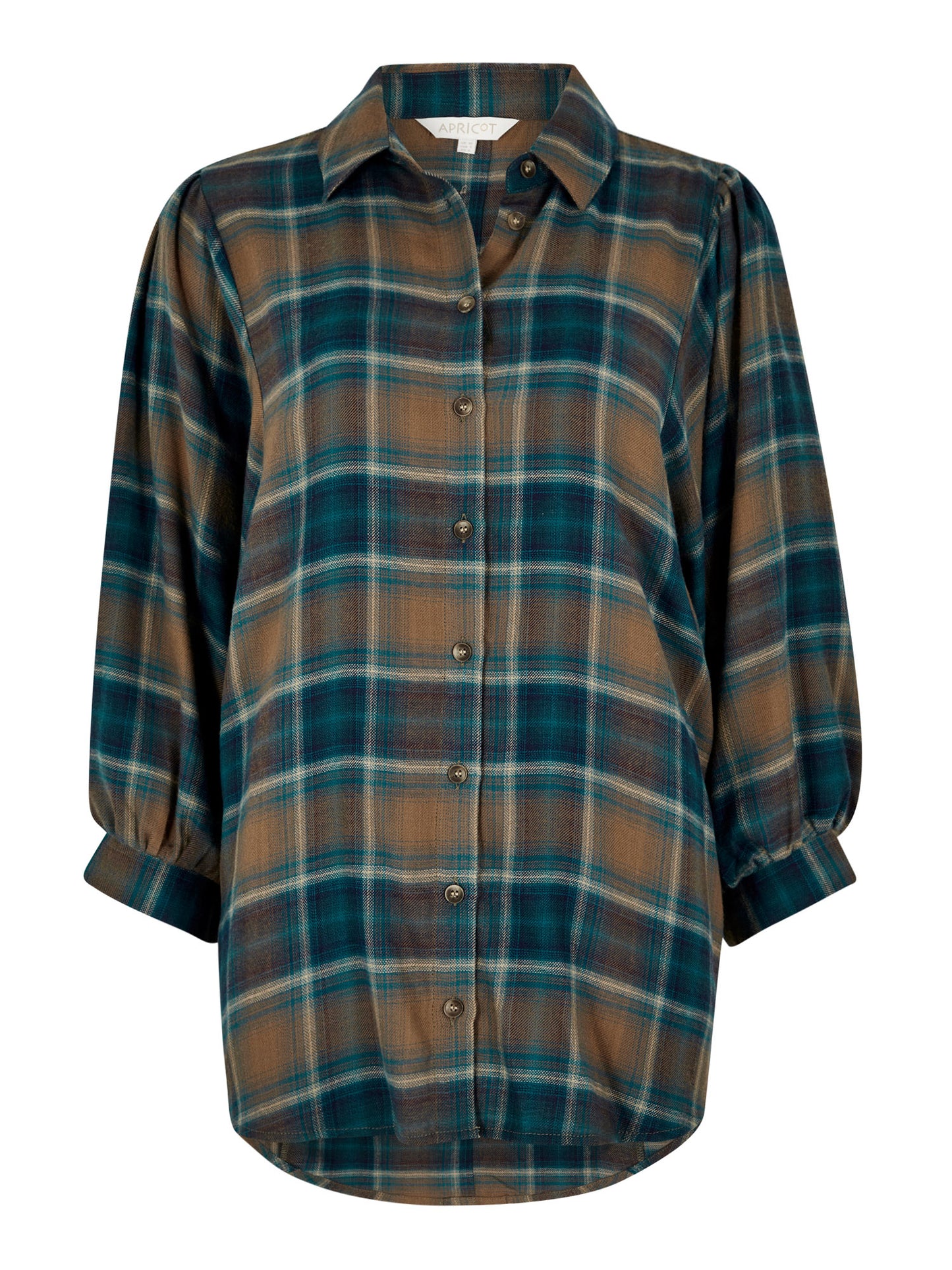 SOFT PLAID VOLUME SLEEVE SHIRT