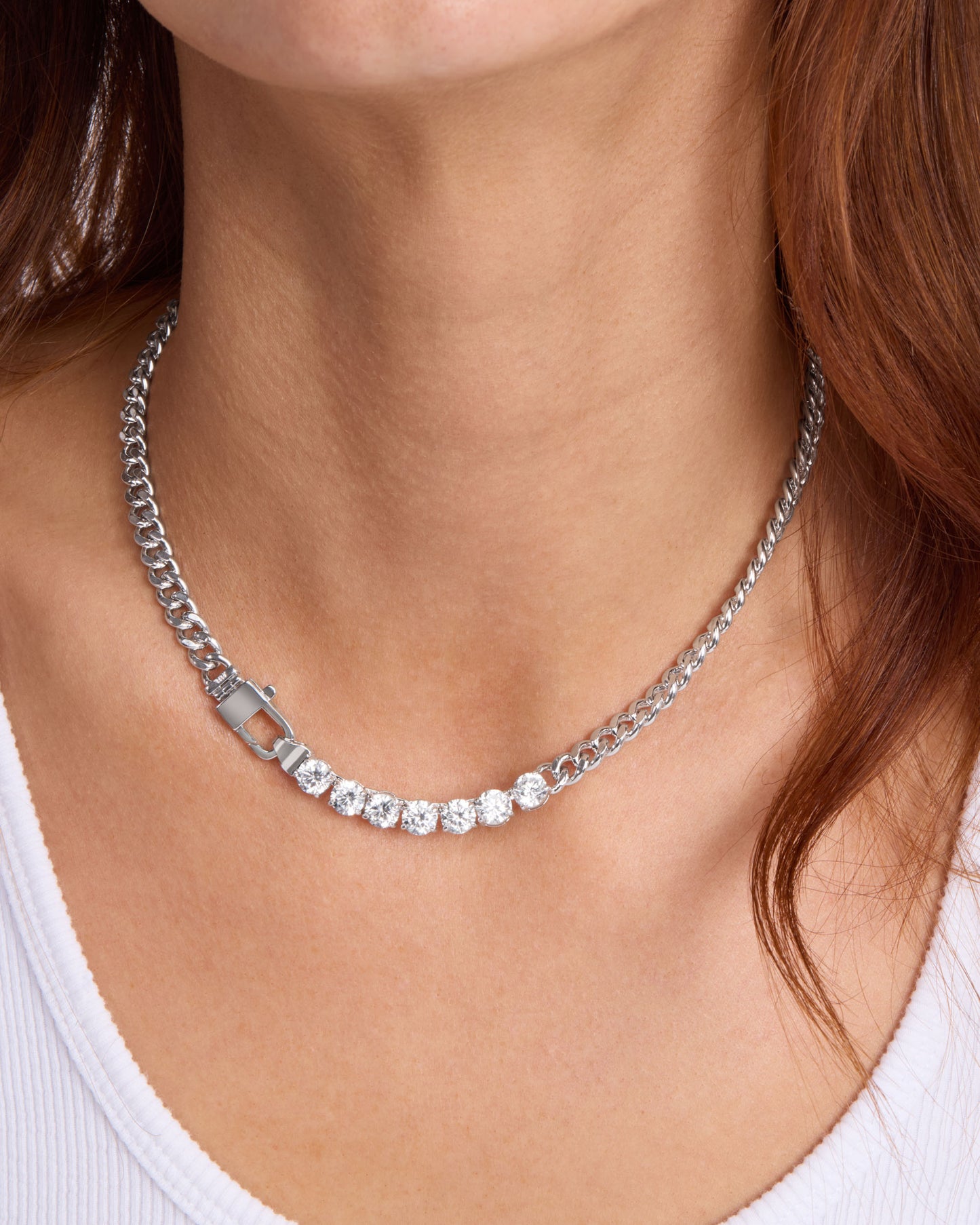 Melinda Maria Julian Loves Diamonds Necklace 18" in Silver