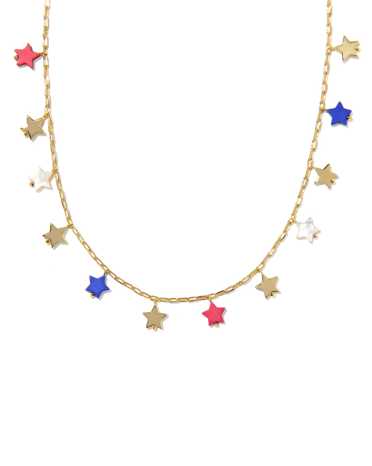 CAMILA STRAND NECKLACE GOLD RED WHITE BLUE MIX