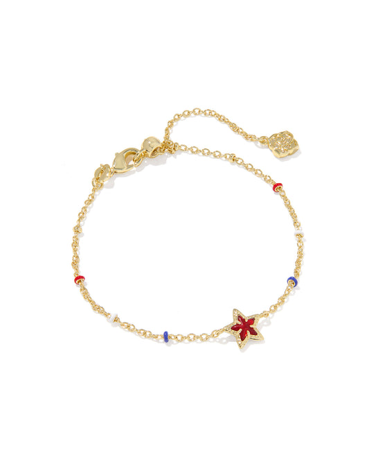 Kendra Scott Mini Cassidy Delicate Chain Bracelet in Gold Red Illusion