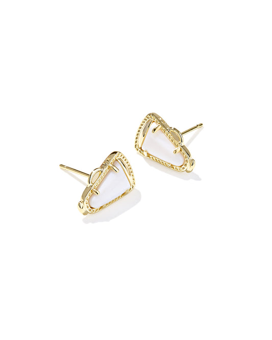Kendra Scott CHEER STUD EARRINGS GOLD WHITE MOTHER OF PEARL