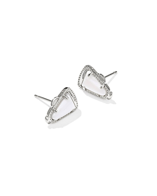 Kendra Scott CHEER STUD EARRINGS SILVER WHITE MOTHER OF PEARL