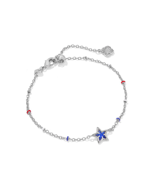 Kendra Scott Mini Cassidy Delicate Chain Bracelet in Silver Cobalt Blue Illusion