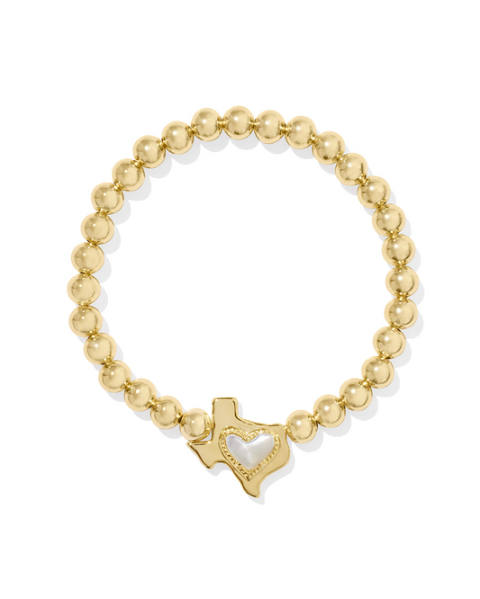 Kendra Scott ARI HEART TEXAS STRETCH BRACELET GOLD IVORY MOTHER OF PEARL