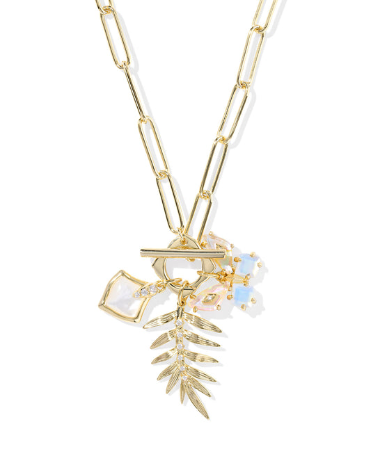 Kendra Scott BIANCA BUTTERFLY CHARM NECKLACE GOLD (IRIDESCENT WHITE MIX, Pink Mix or Green Mix)