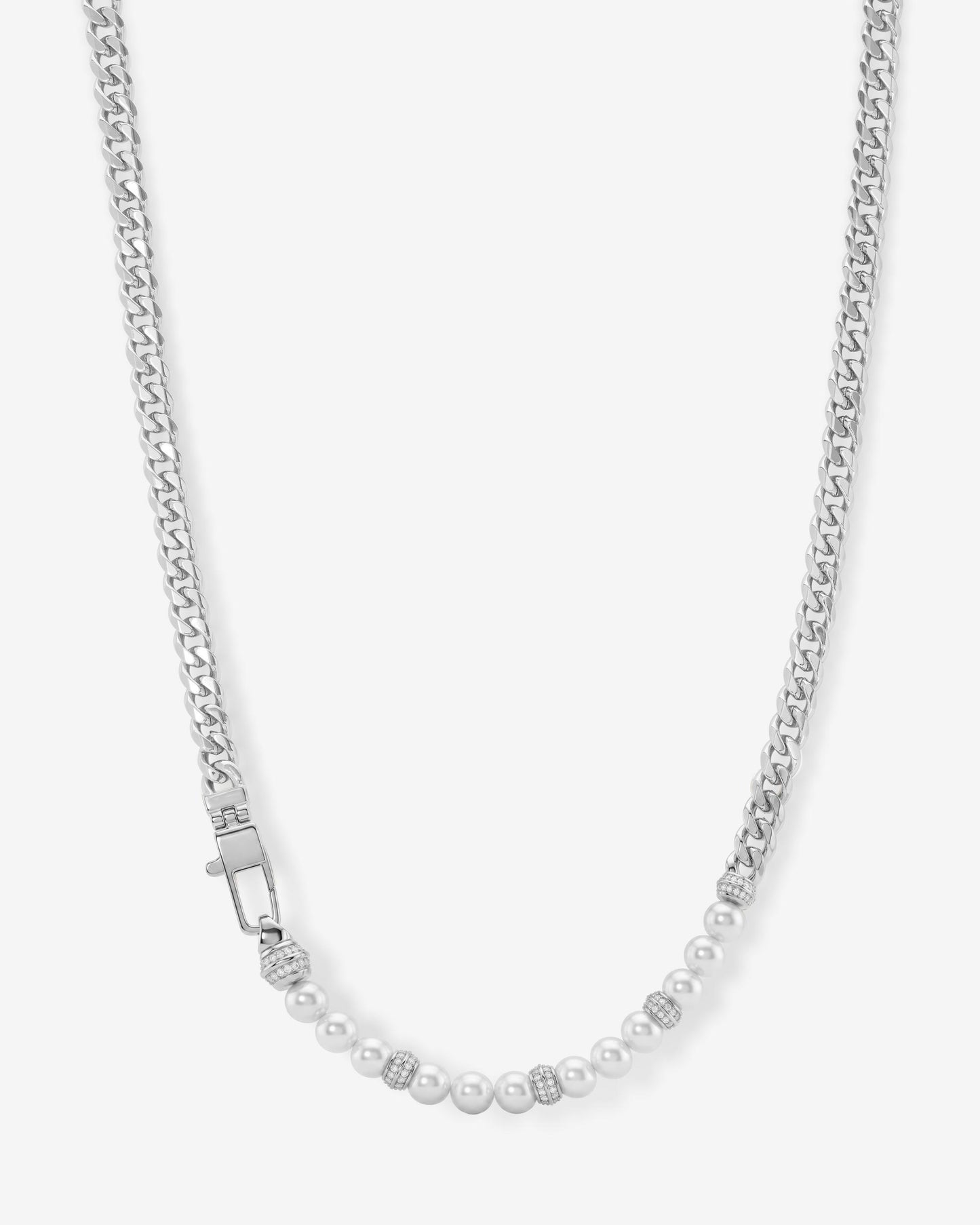 Melinda Maria Julian Loves Pearls Collar Necklace in Silver