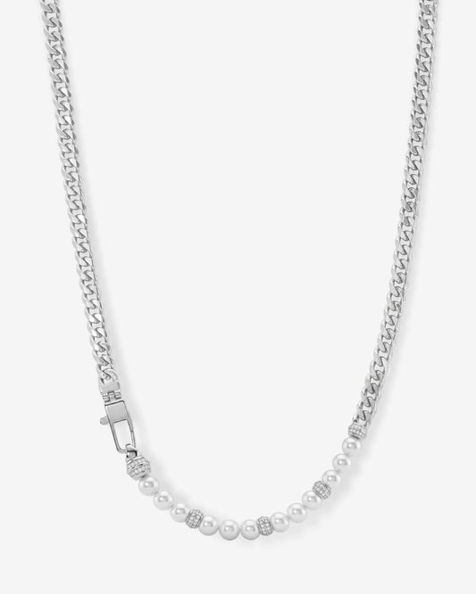 Melinda Maria Julian Loves Pearls Collar Necklace in Silver
