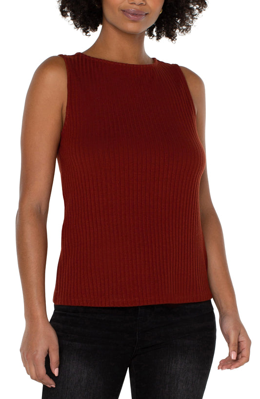 Liverpool SLEEVELESS BOAT NECK RIB KNIT TOP(Multiple Colors)