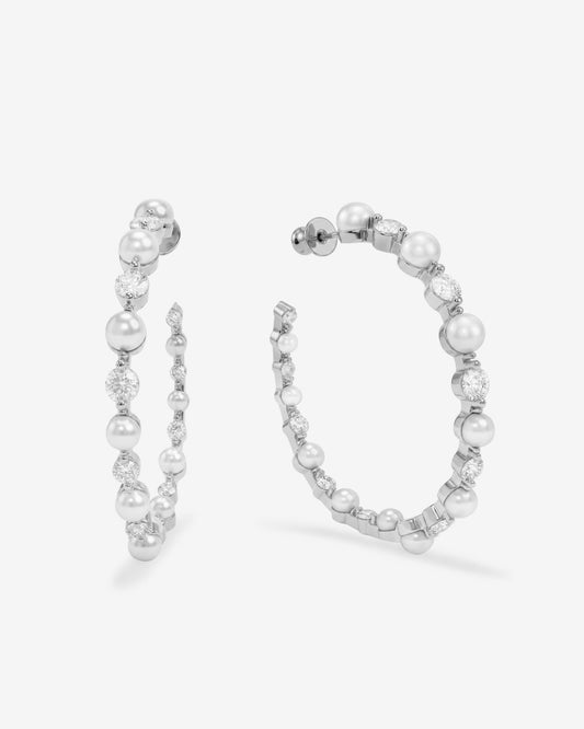 Melinda Maria She's An Icon Resin Pearl 2" Hoop Earrings in Gold/Silver