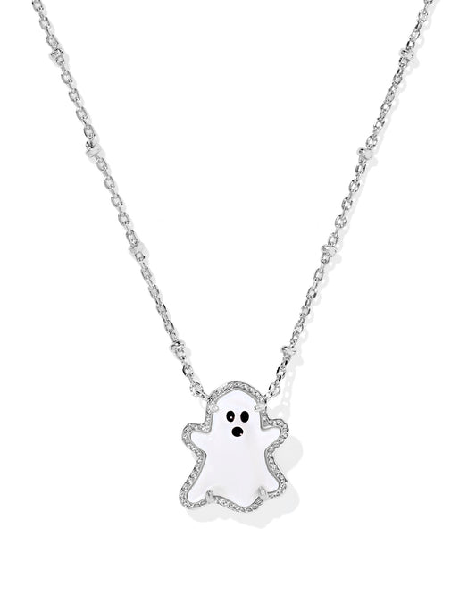 Kendra Scott GHOST SILVER SHORT PENDANT NECKLACE