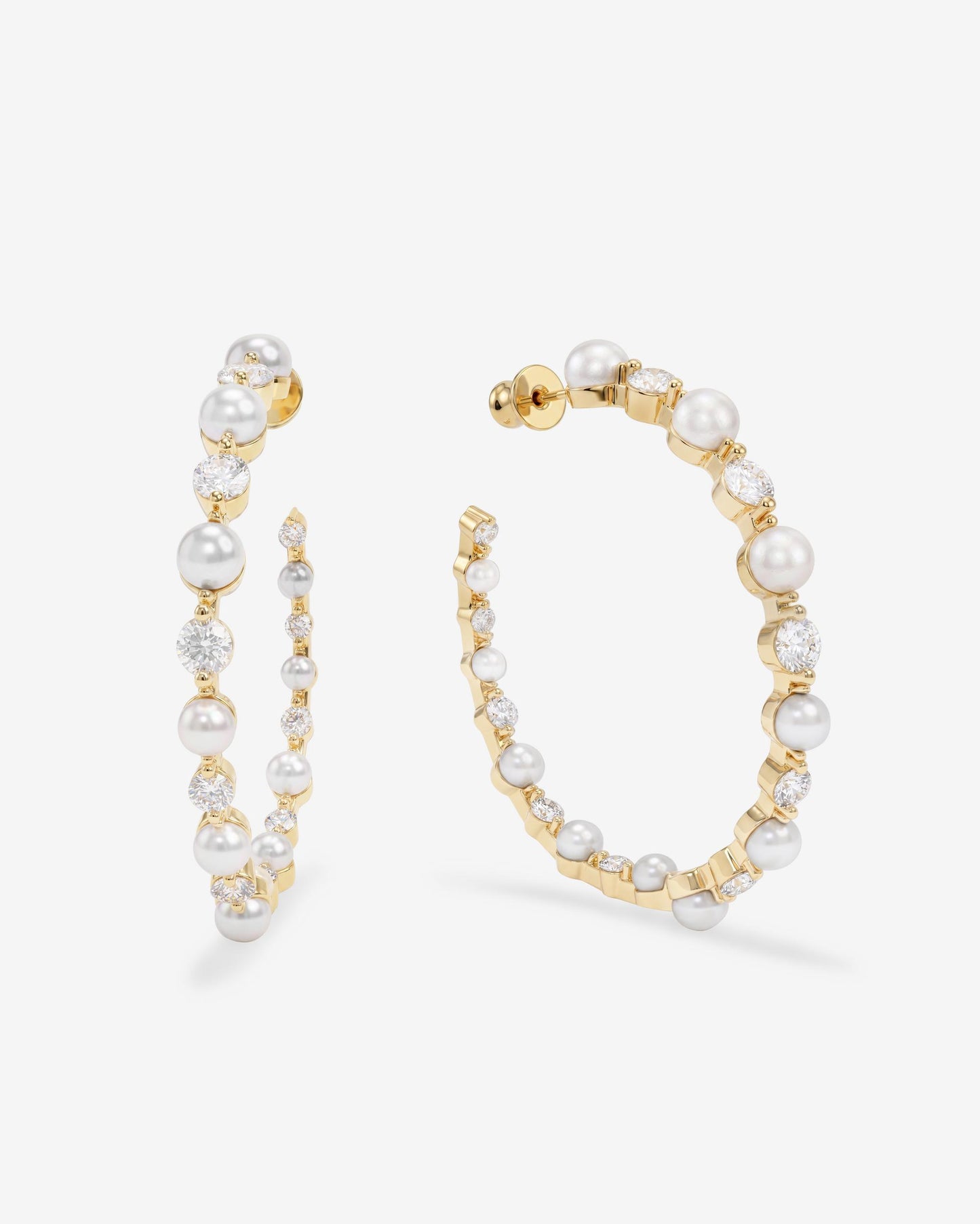 Melinda Maria She's An Icon Resin Pearl 2" Hoop Earrings in Gold/Silver