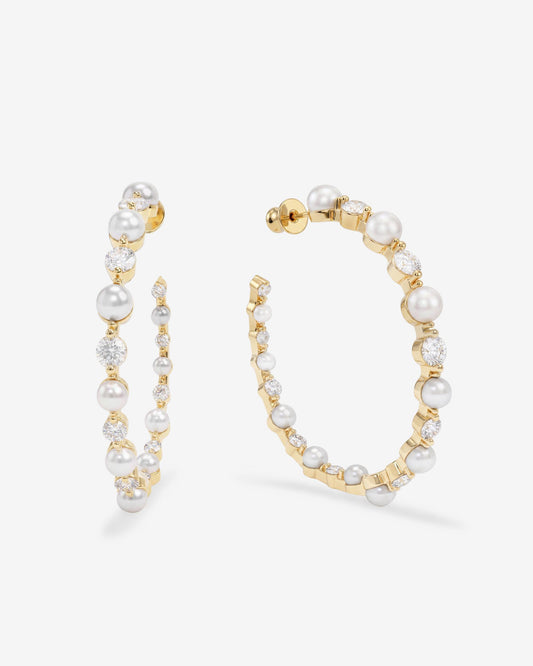 Melinda Maria She's An Icon Resin Pearl 2" Hoop Earrings in Gold/Silver