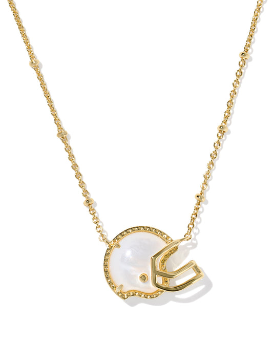 Kendra Scott FOOTBALL HELMET SHORT PENDANT NECKLACE GOLD IVORY MOTHER OF PEARL