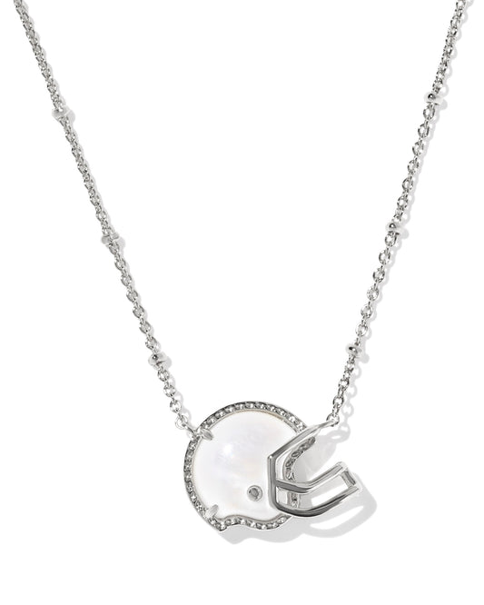 Kendra Scott FOOTBALL HELMET SHORT PENDANT NECKLACE SILVER IVORY MOTHER OF PEARL (Copy)