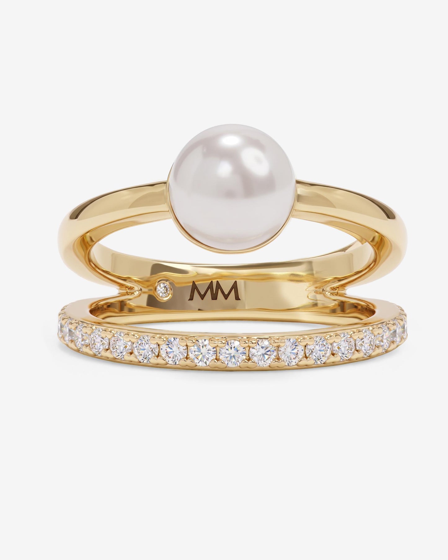 Melinda Maria Perfect Pearl Stacked Ring in Gold