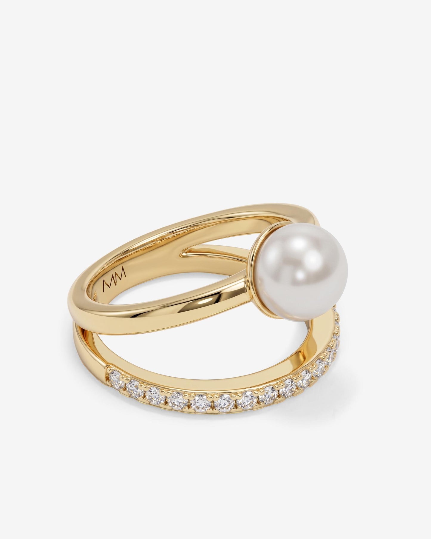 Melinda Maria Perfect Pearl Stacked Ring in Gold