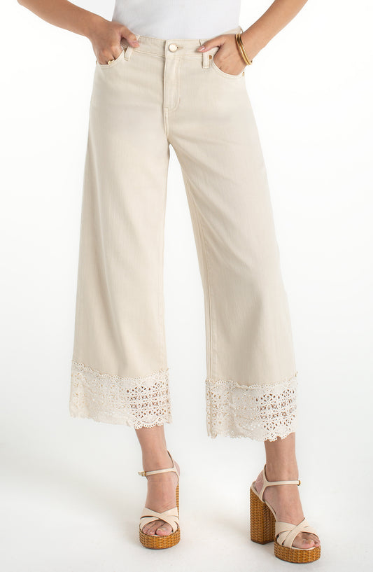 Liverpool Stride Wide Leg With Lace Trim
