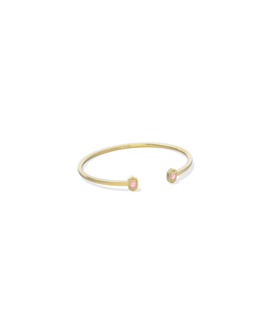 MINI ELTON CUFF BRACELET GOLD LIGHT PINK LAB GROWN OPAL