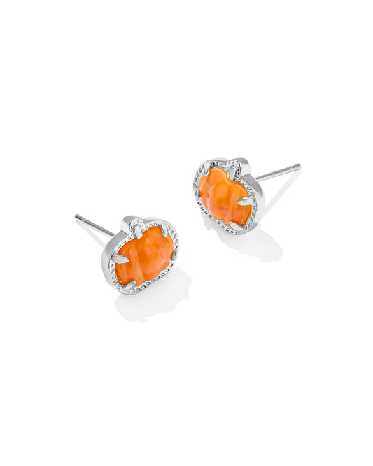 Kendra Scott PUMPKIN STUD EARRINGS SILVER ORANGE MOTHER OF PEARL