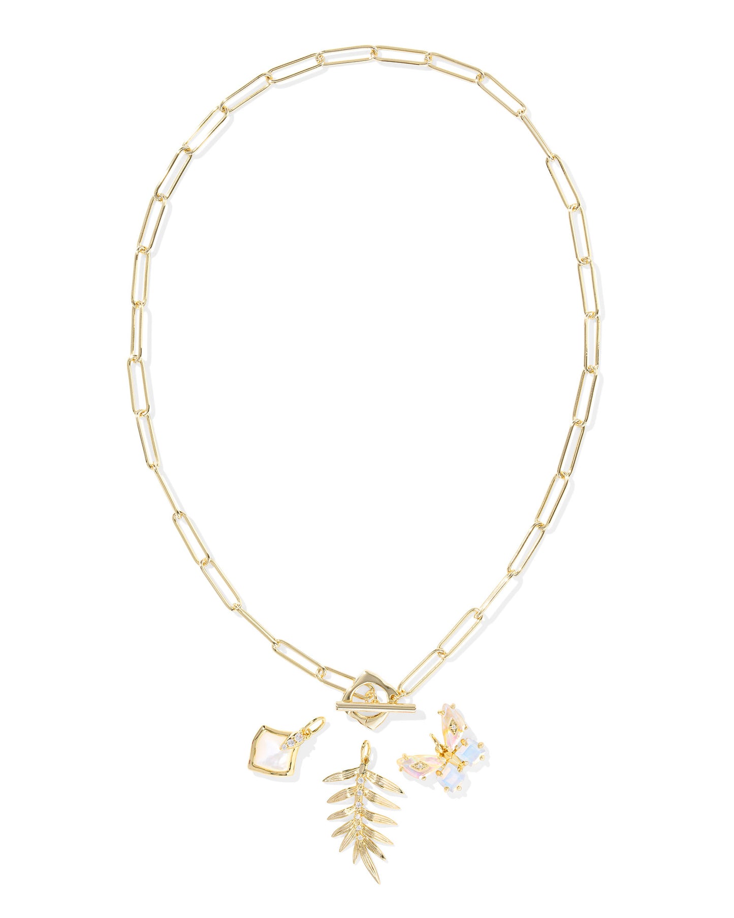 Kendra Scott BIANCA BUTTERFLY CHARM NECKLACE GOLD (IRIDESCENT WHITE MIX, Pink Mix or Green Mix)