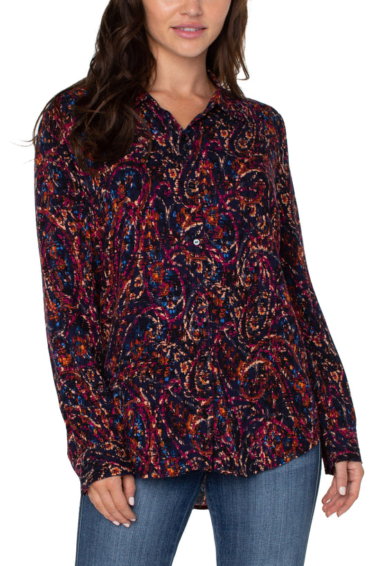 Liverpool Paisley Print Woven Blouse