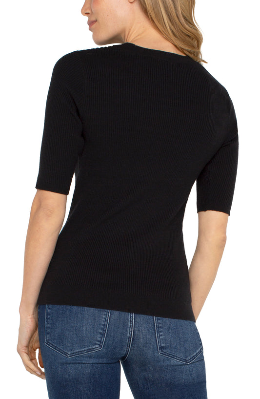 elbow sleeve crew neck sweater