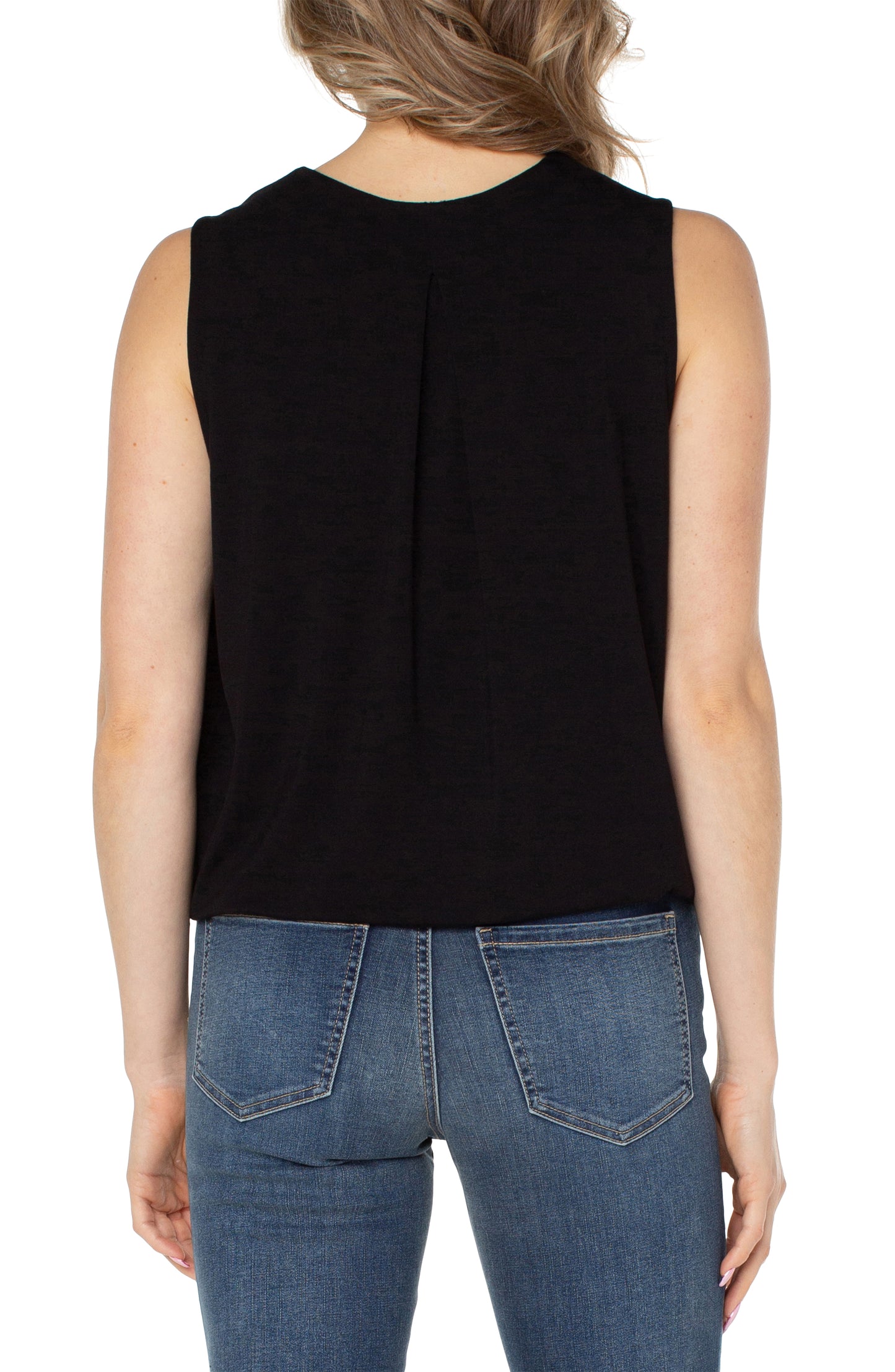 Liverpool SLEEVELESS V-NECK DRAPE FRONT KNIT TOP (Black or White)