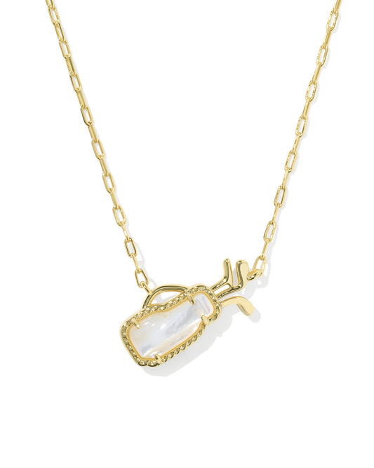 Kendre Scott GOLF SHORT PENDANT NECKLACE GOLD IVORY MOTHER OF PEARL