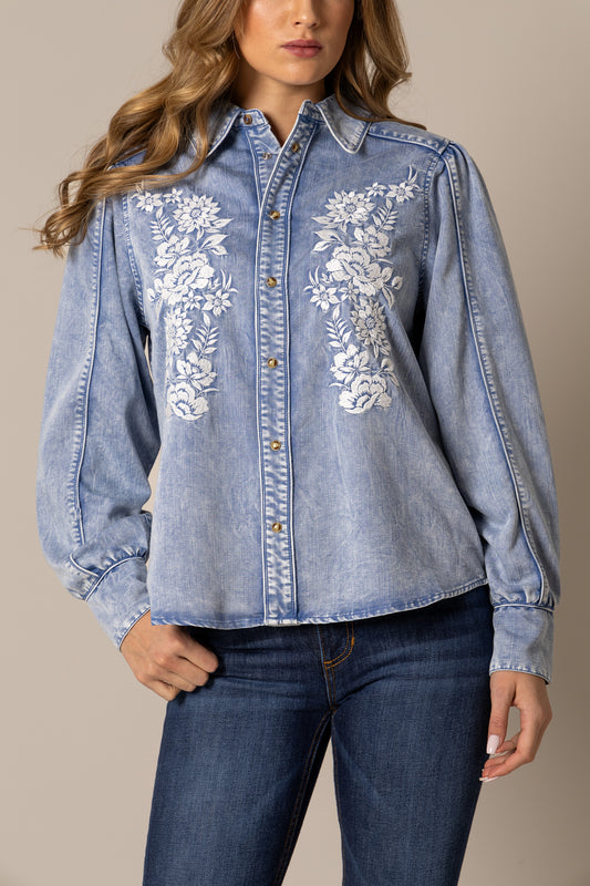 Kimes Ranch Mae Embroidered Denim Top