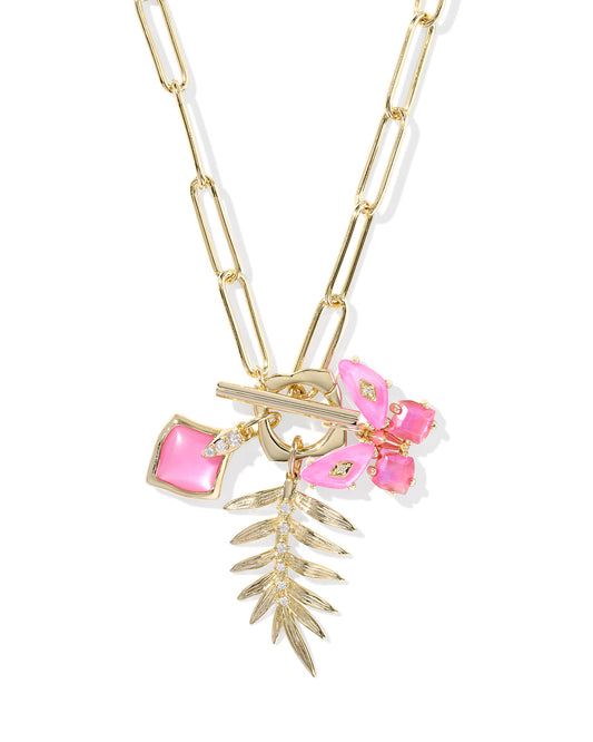 Kendra Scott BIANCA BUTTERFLY CHARM NECKLACE GOLD (IRIDESCENT WHITE MIX, Pink Mix or Green Mix)