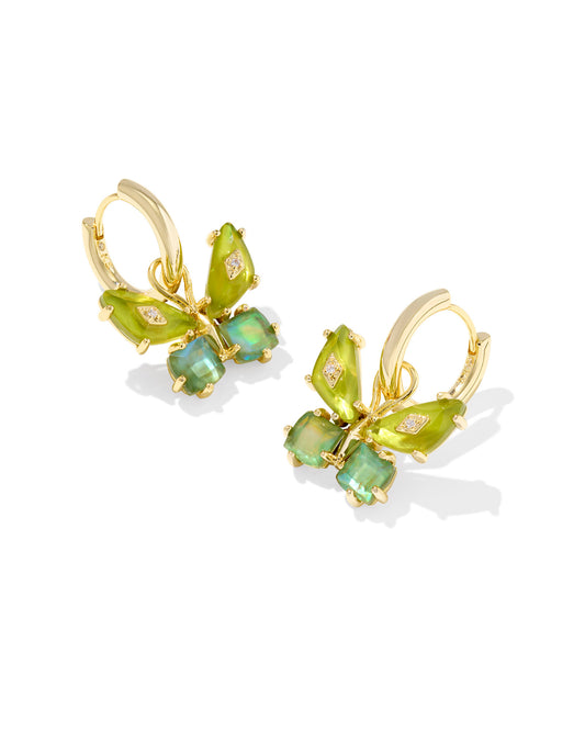 Kendra Scott BIANCA BUTTERFLY HUGGIE EARRINGS GOLD (Green, Irdscnt White, or Pink)