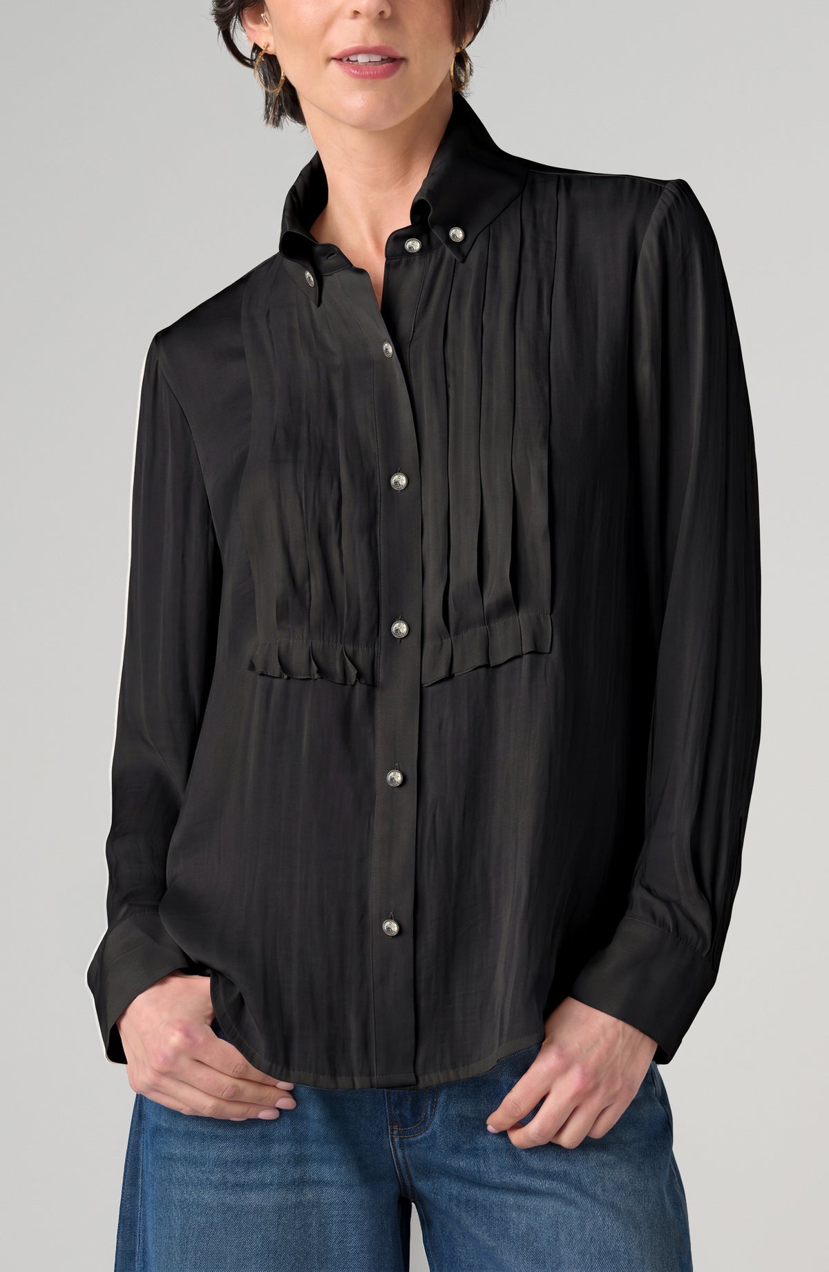 Liverpool Long Sleeve Tuxedo Woven Top