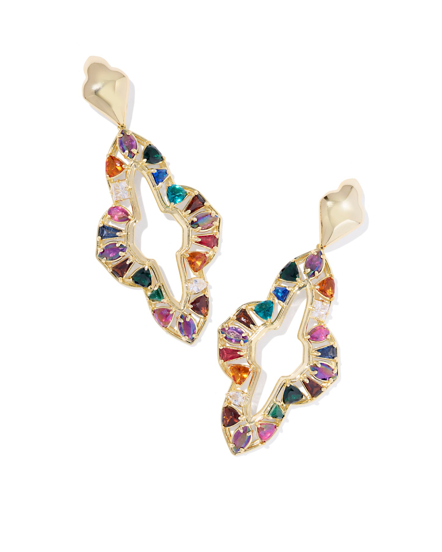 Kendra Scott ABBIE CRYSTAL STATEMENT EARRINGS GOLD MULTI MIX