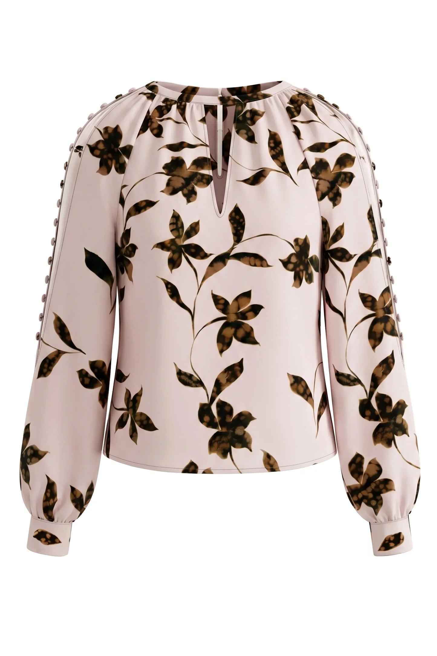 Liverpool Long Sleeve Woven Blouse W/ Button Detail