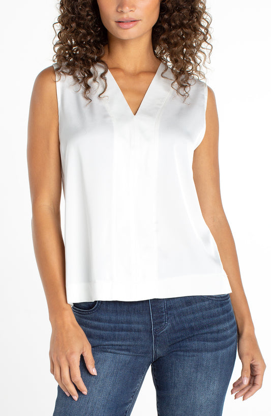 Liverpool SLEEVELESS V NECK WOVEN TOP (Whipped Cream or Black)