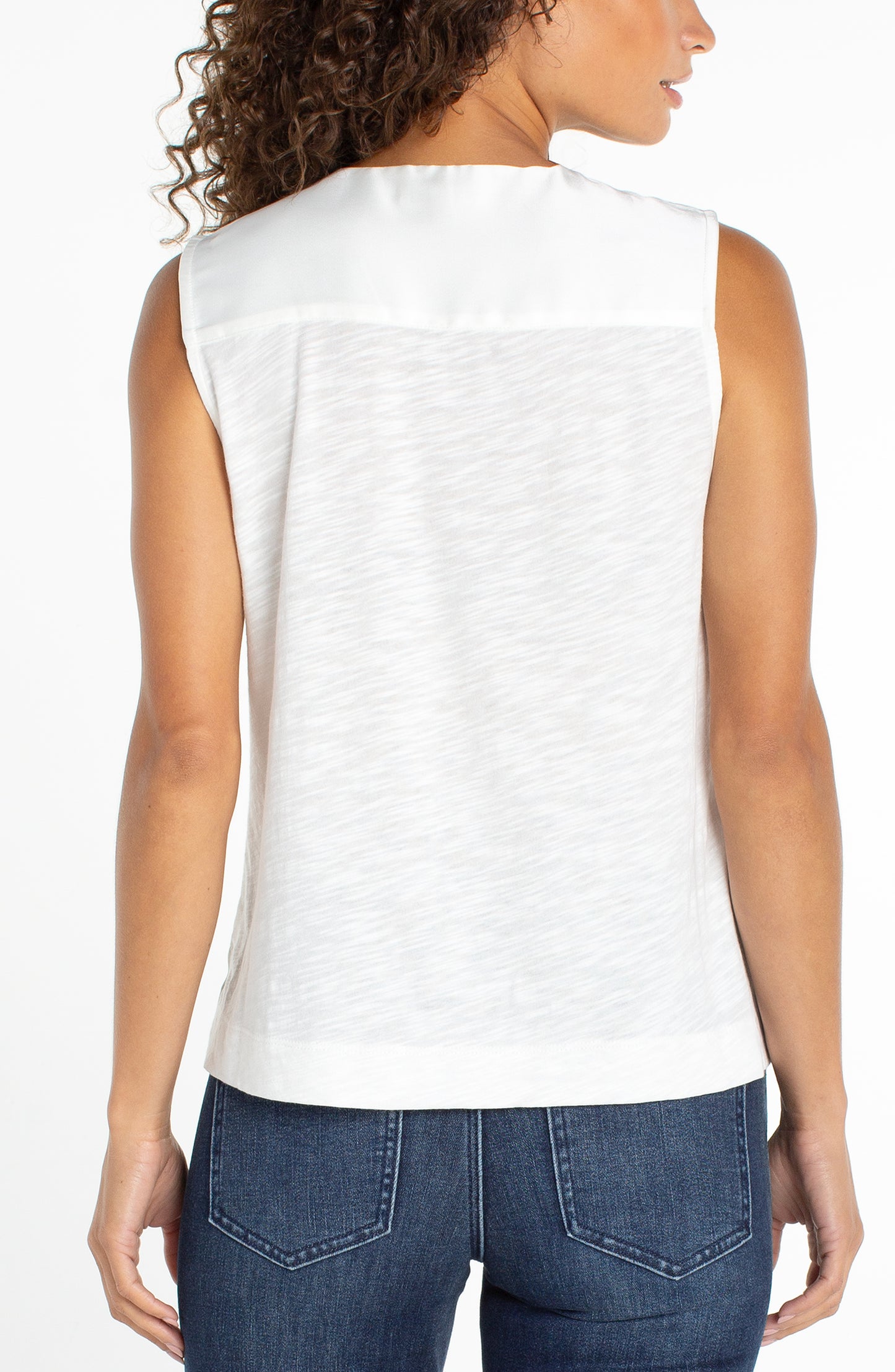 Liverpool SLEEVELESS V NECK WOVEN TOP (Whipped Cream or Black)