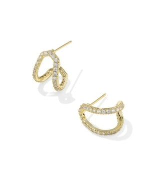 Kendra Scott DAPHNE PAVE HUGGIE EARRINGS GOLD WHITE CZ