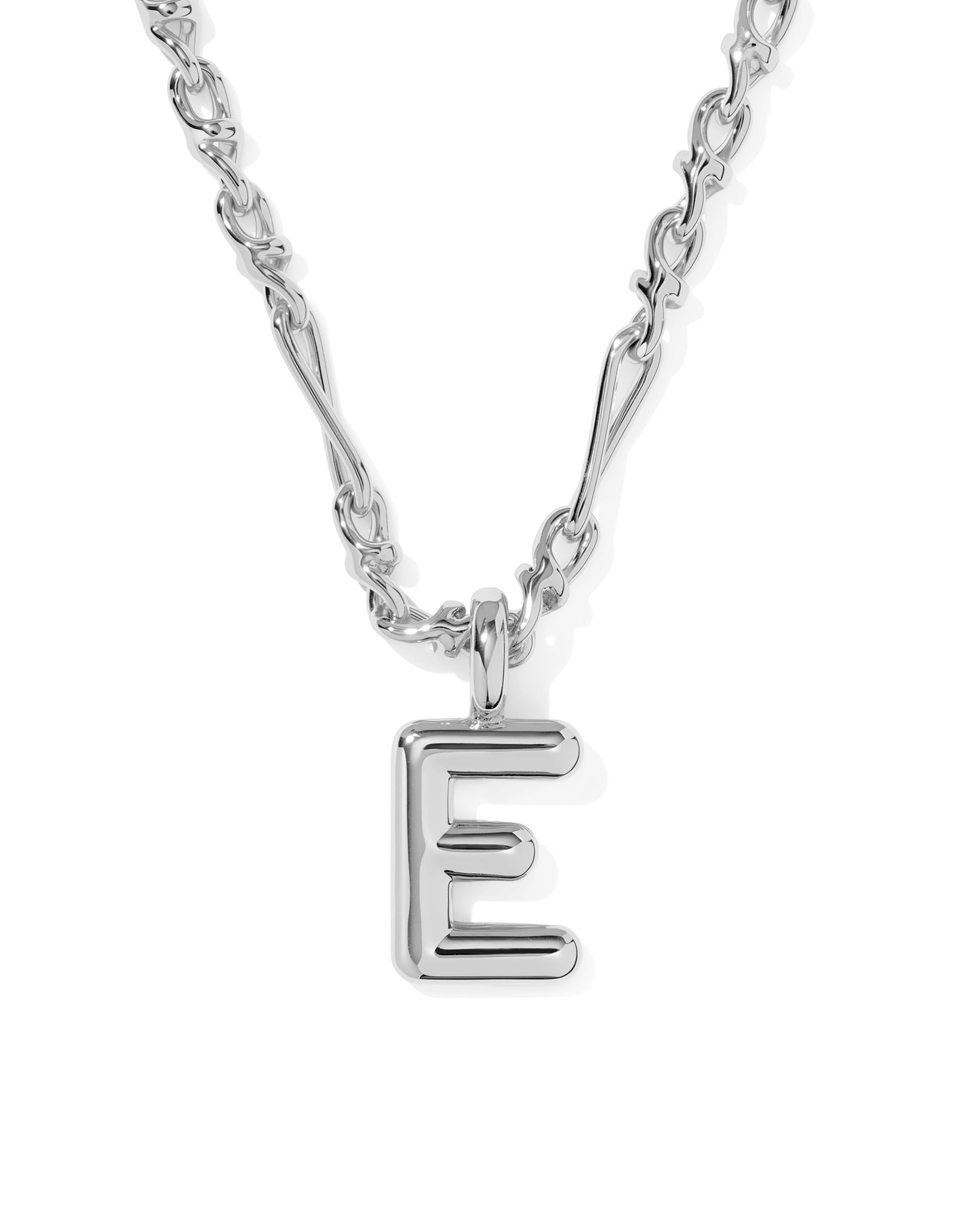 Kendra Scott BUBBLE LETTER SHORT PENDANT NECKLACE SILVER (Multiple Letters)