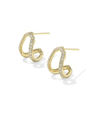 Kendra Scott DAPHNE PAVE HUGGIE EARRINGS GOLD WHITE CZ