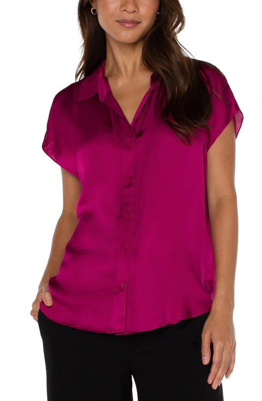 Liverpool BUTTON FRONT DOLMAN SLEEVE BLOUSE in Fuchsia Kiss