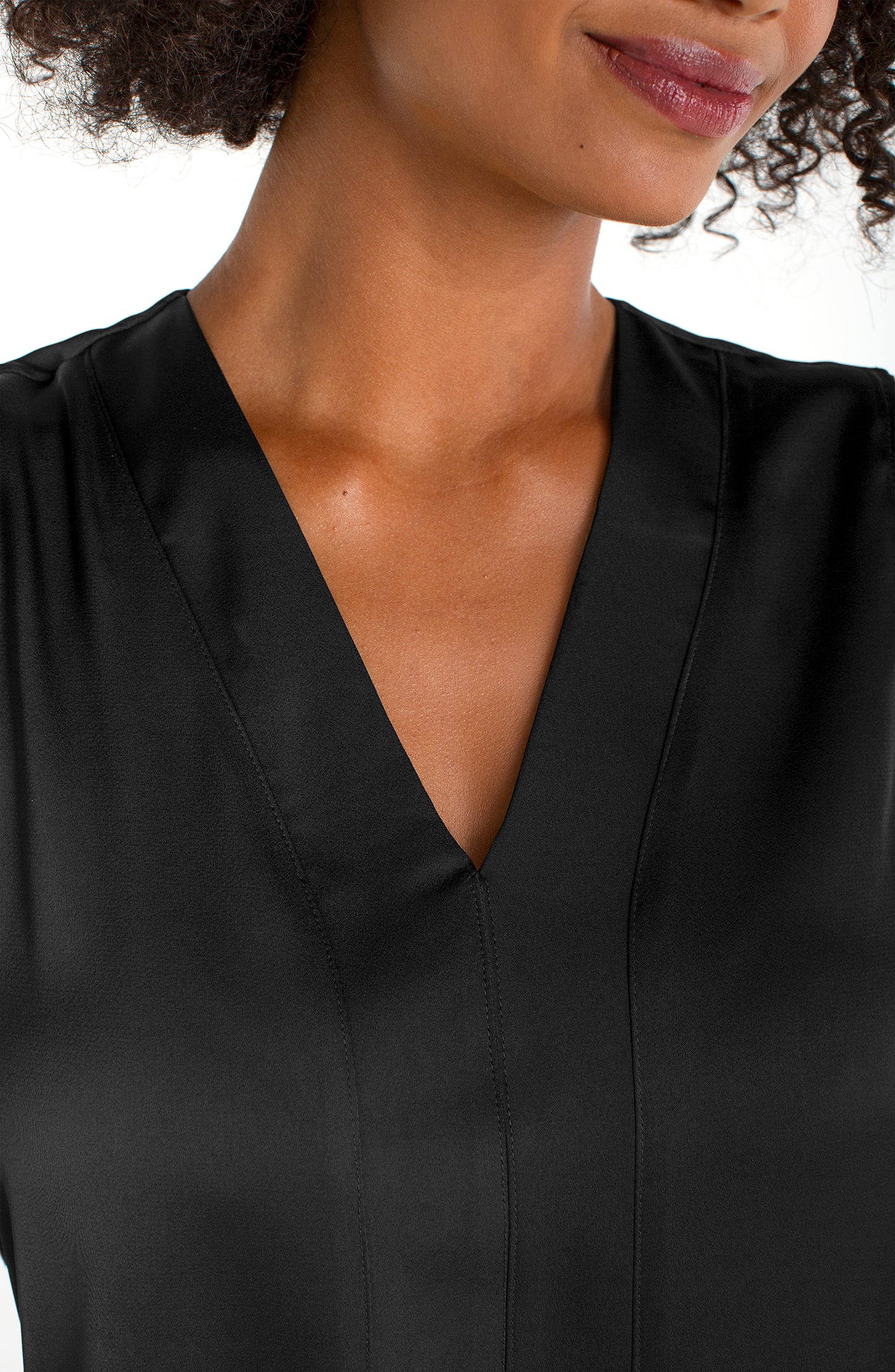 Liverpool SLEEVELESS V NECK WOVEN TOP (Whipped Cream or Black)