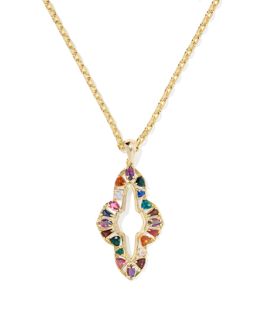 Kendra Scott ABBIE CRYSTAL LONG PENDANT NECKLACE GOLD MULTI MIX